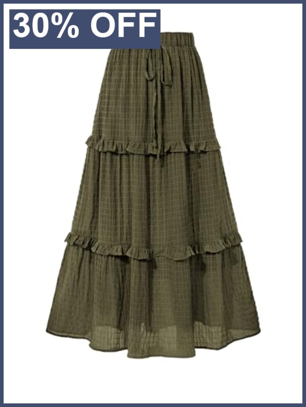 Casual Solid Maxi Skirt Flared A-Line High Waist Tiered Ruffle